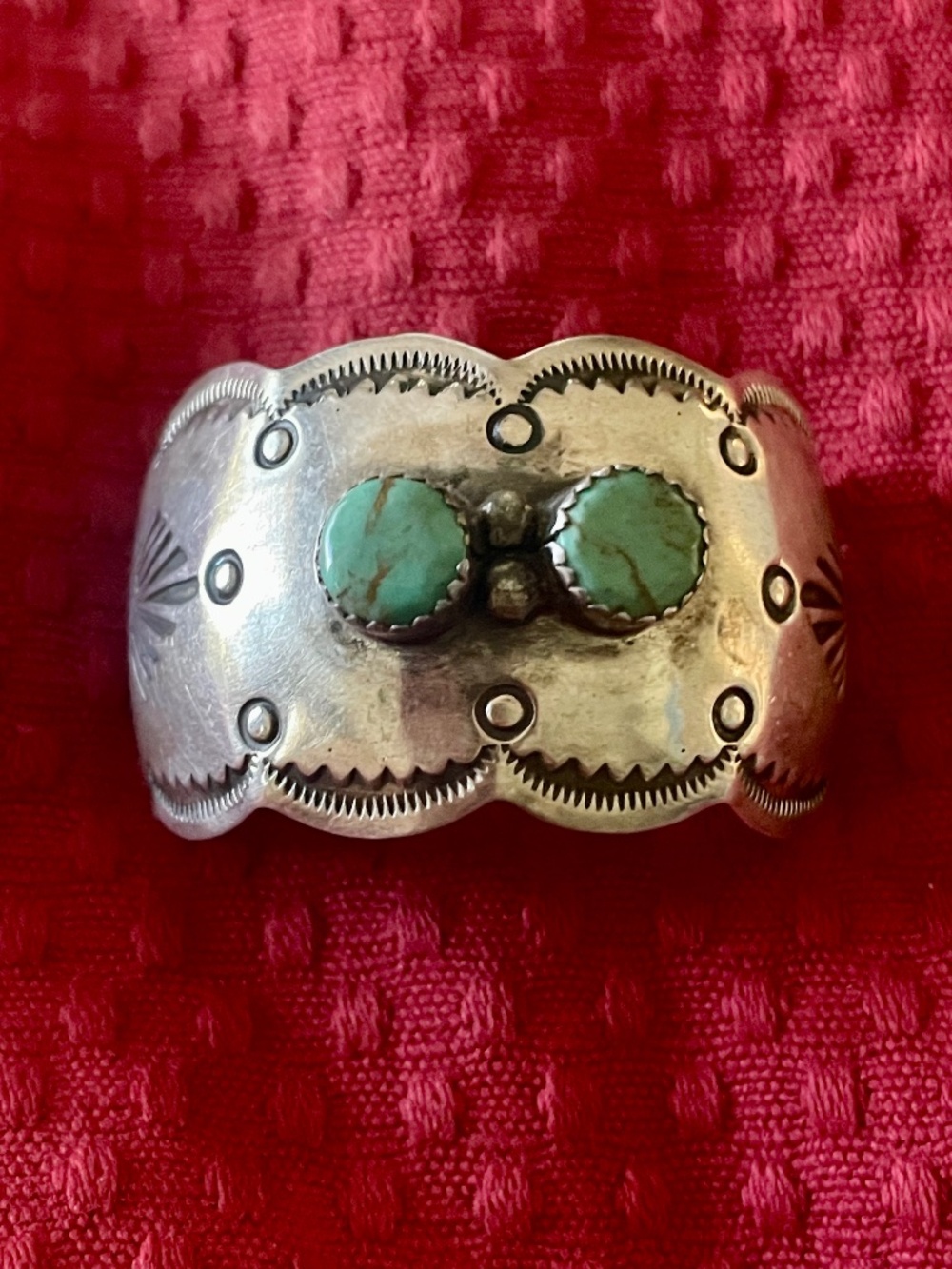 Vintage Native American Turquoise and Sterling Silver Hair Clip